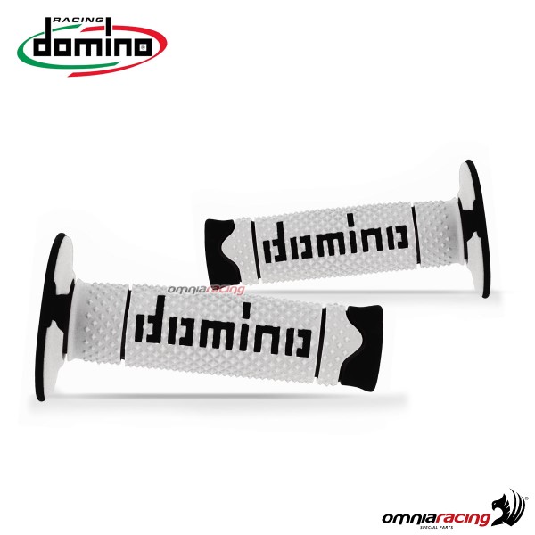 Pair of grips Domino A260 in two-component thermoplastic rubber White/Black color