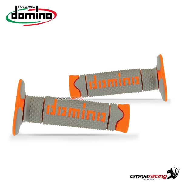 Coppia di manopole Domino A260 in gomma termoplastica bicomponente colore Grigio/Arancio