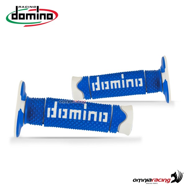Coppia di manopole Domino A260 in gomma termoplastica bicomponente colore Blu/Bianco