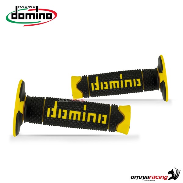 Coppia di manopole Domino A260 in gomma termoplastica bicomponente colore Nero/Giallo