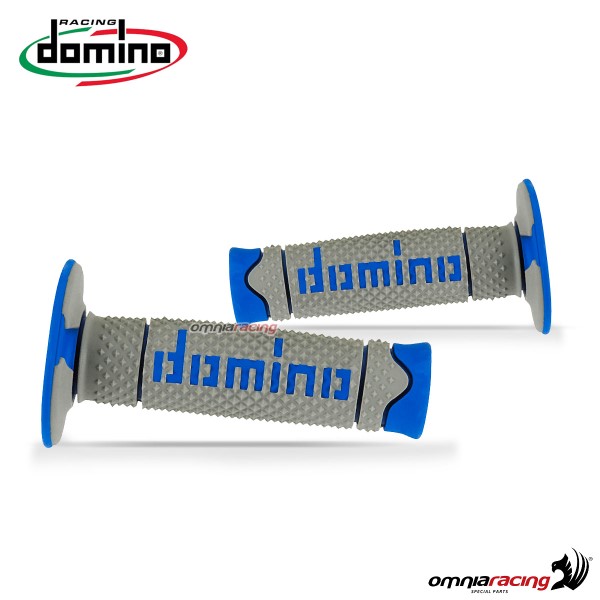 Coppia di manopole Domino A260 in gomma termoplastica bicomponente colore Grigio/Blu