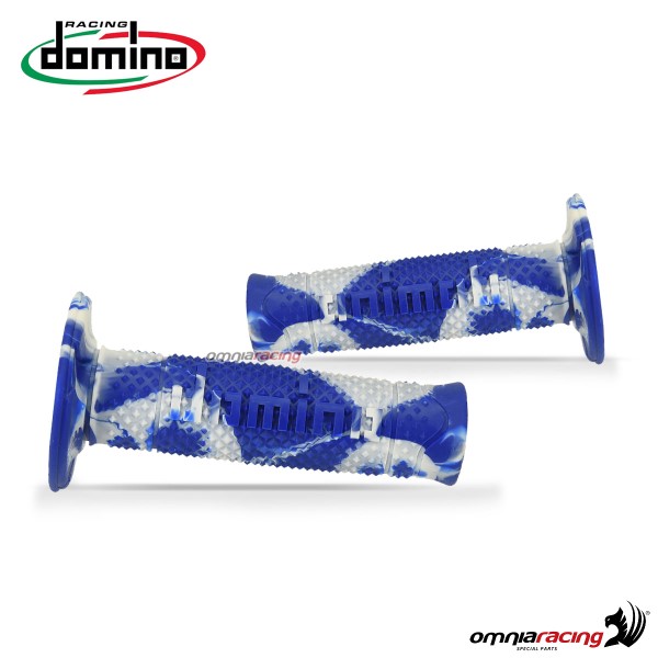 Coppia di manopole Domino A260 Snake in gomma termoplastica bicomponente colore Snake Blu/Bianco