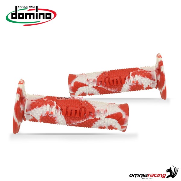 Pair of grips Domino A260 Snake in two-component thermoplastic rubber Snake Red/White color