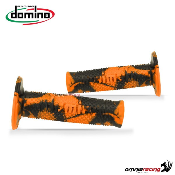 Coppia di manopole Domino A260 Snake in gomma termoplastica bicomponente colore Snake Arancio/Nero