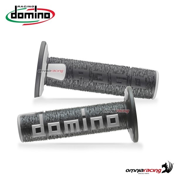 Pair of grips Domino A360 in two-component thermoplastic rubber Black/Grey color