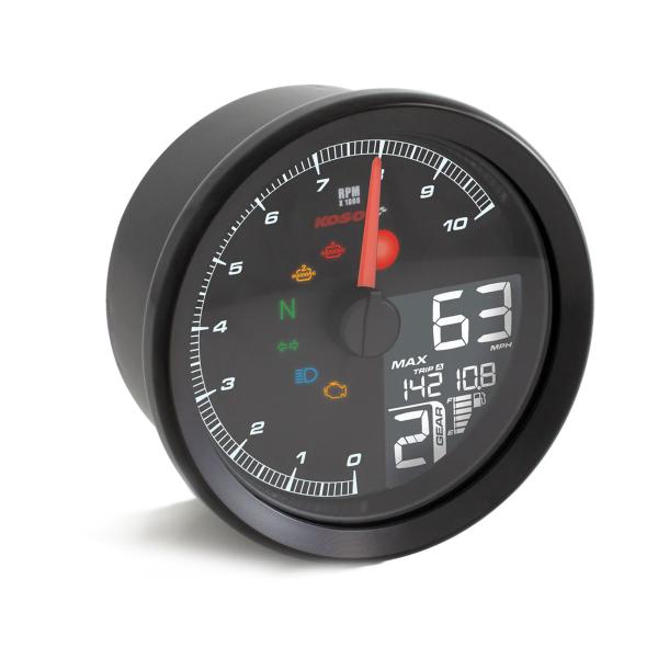 KOSO TNT-04 black digital dashboard Speedometer positive ABE