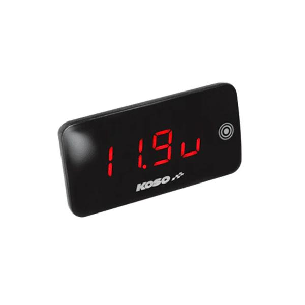 Koso Slim Line New Generation Red Voltmeter and Thermometer