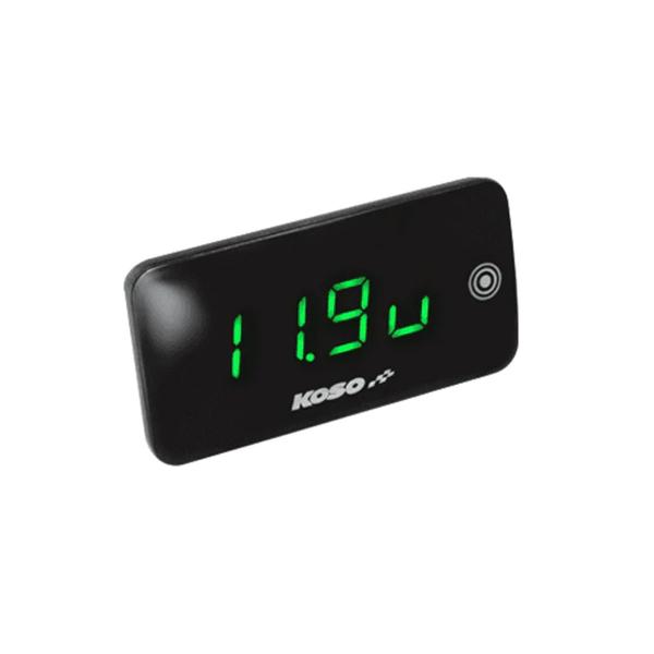 Koso Slim Line New Generation Green Voltmeter and Thermometer