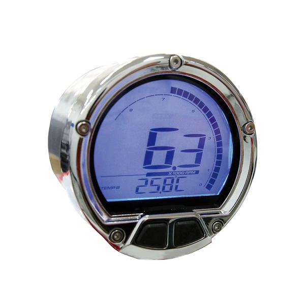 KOSO D55 DL-02R universal silver tachometer dashboard with thermometer