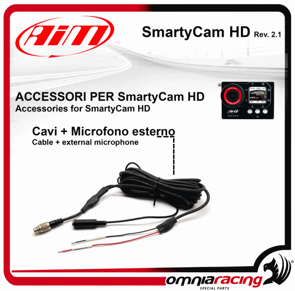 AIM Accessori per SmartyCam GP HD Alimentazione esterna cavo con Jack fem. integrato mic. esterno 4m