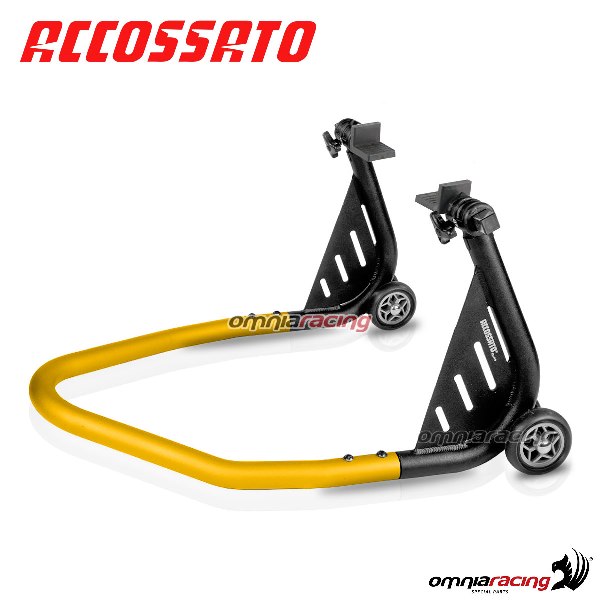 Cavalletto alza moto posteriore accossato con staffa a L colore oro