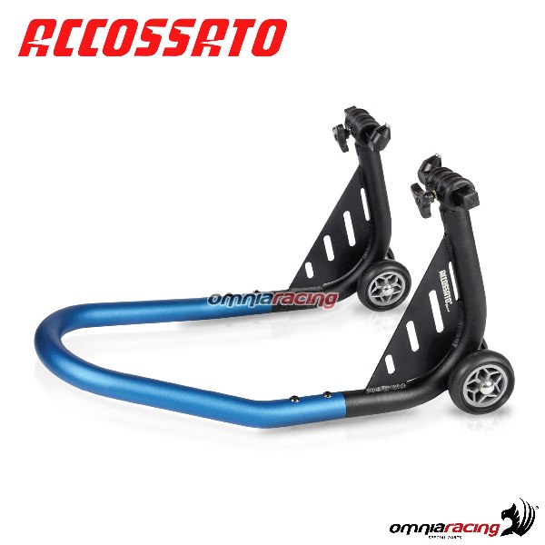Cavalletto alza moto anteriore accossato colore blu