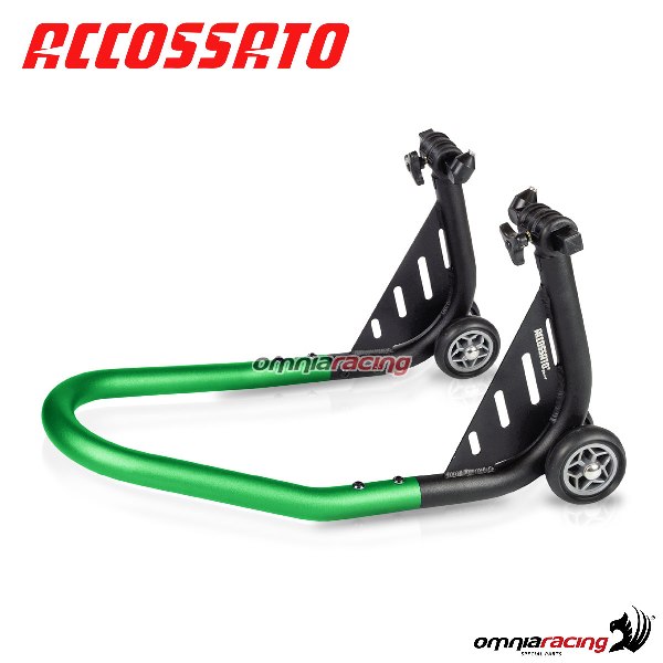Cavalletto alza moto anteriore accossato colore verde