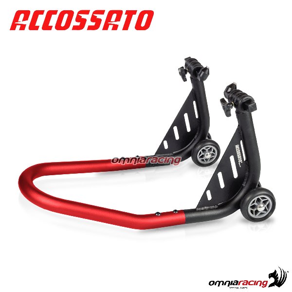 Cavalletto alza moto anteriore accossato colore rosso