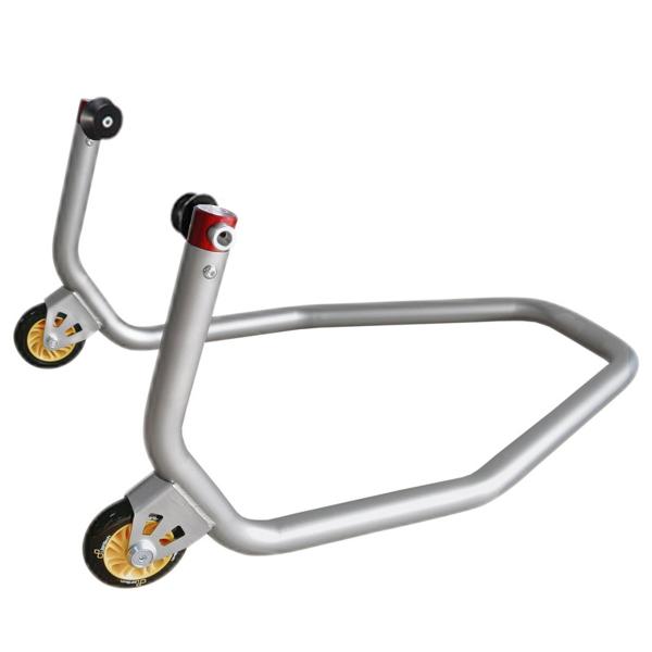 Cavalletto posteriore alzamoto Lightech in acciaio inox con rulli