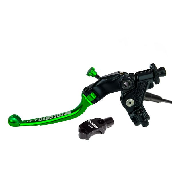 Comando frizione Accossato a cavo 34mm leva verde snodata RST micro e supporto specchio M10
