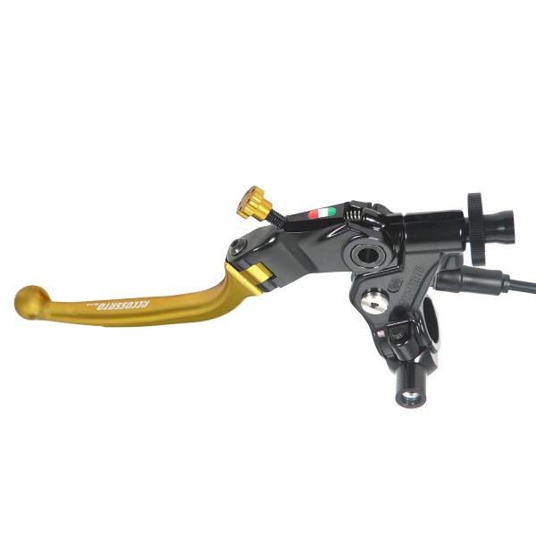 Comando frizione Accossato a cavo 24mm leva oro snodata micro e supporto specchietto M8 inclusi