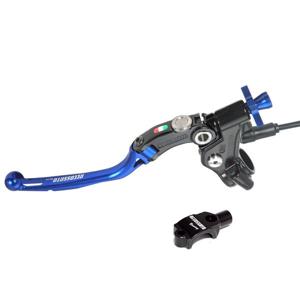 Comando frizione Accossato Racing a cavo 24mm leva blu snodata RST micro e supporto specchio M8