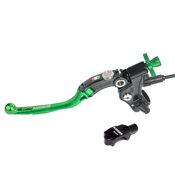 Comando frizione Accossato Racing a cavo 34mm leva verde snodata micro e supporto specchio M10