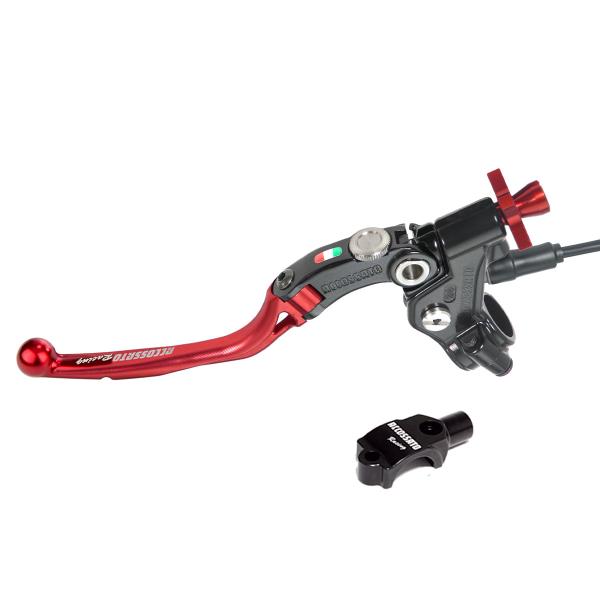 Comando frizione Accossato Racing a cavo 24mm leva rosso snodata micro e supporto specchio M8