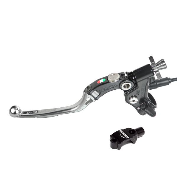 Comando frizione Accossato Racing a cavo 32mm leva argento snodata micro e supporto specchio M10