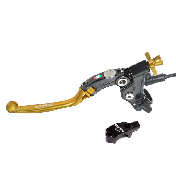Comando frizione Accossato Racing a cavo 24mm leva oro snodata micro e supporto specchio M8