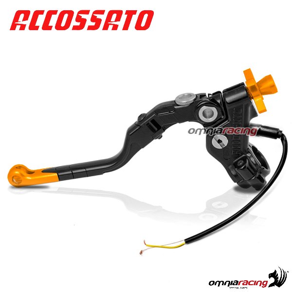 Accossato cable Revolution clutch control switch & mirror holder M10 folding lever orange 24mm