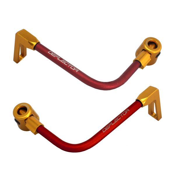 Coppia paraleva Accossato piegati alluminio rosso/oro attacco 16mm-17.5mm