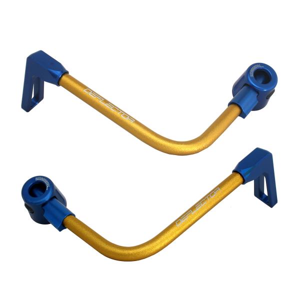 Coppia paraleva Accossato piegati alluminio oro/blu attacco 12mm-16mm
