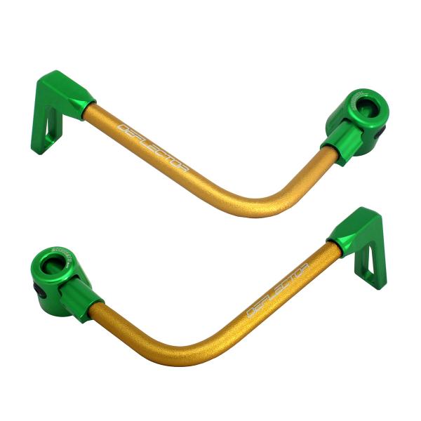 Coppia paraleva Accossato piegati alluminio oro/verde attacco 12mm-16mm