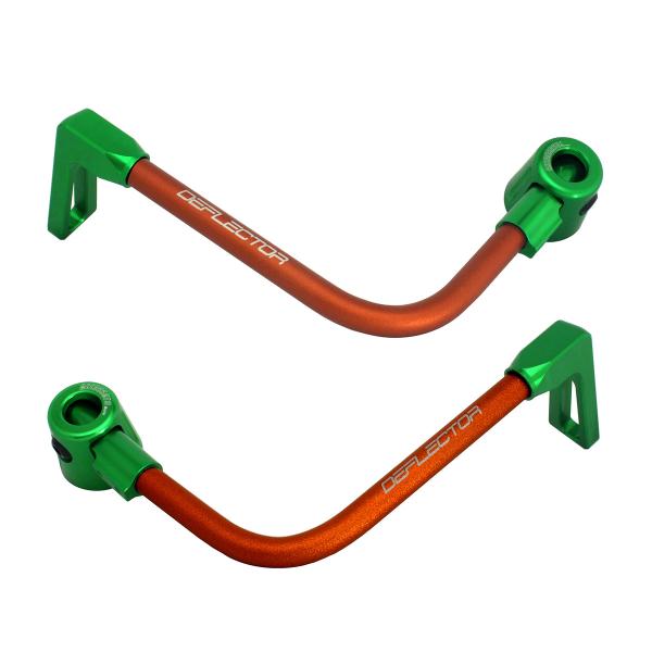 Coppia paraleva Accossato piegati alluminio arancione/verde attacco 12mm-16mm