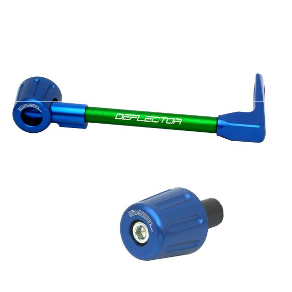 Accossato lever guard straight brake green/blue aluminum connection 16mm-17.5mm bar-end caps