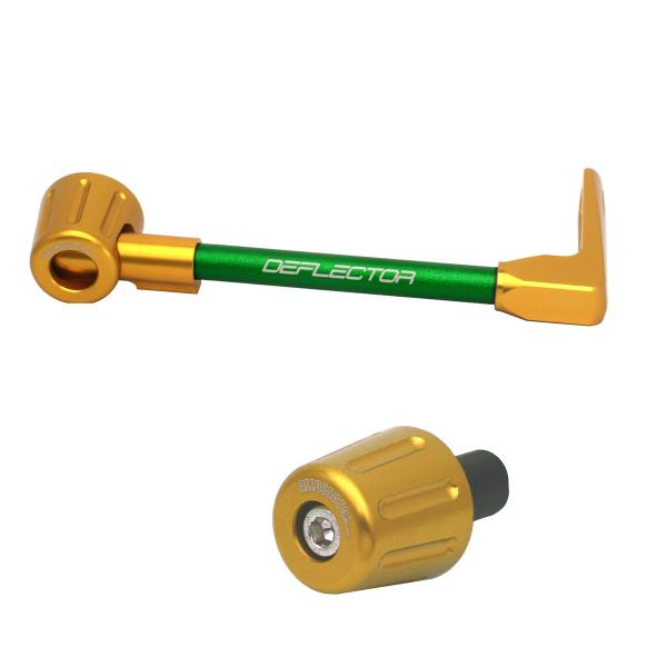Accossato lever guard straight brake green/gold aluminum connection 12mm-16mm bar-end caps