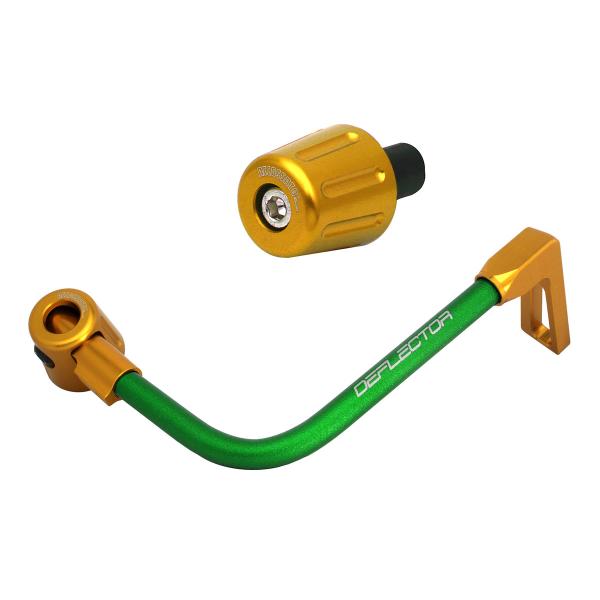 Accossato lever guard bent tube brake green/gold aluminum connection 16mm-17.5mm bar-end caps