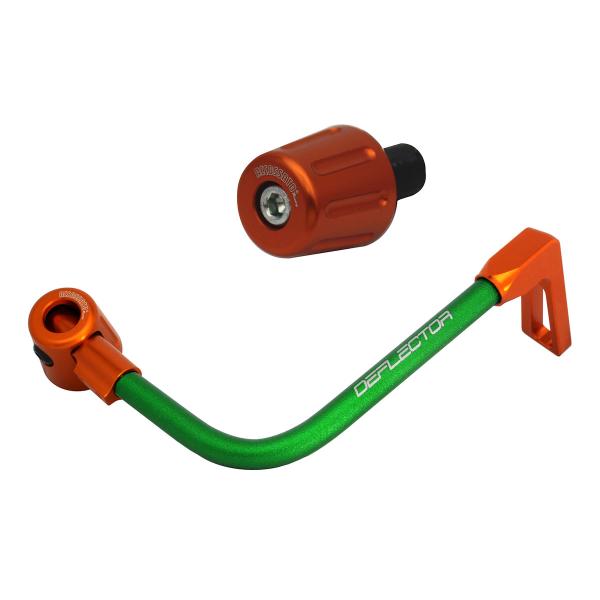 Accossato lever guard bent tube brake green/orange aluminum connection 16mm-17.5mm bar-end caps