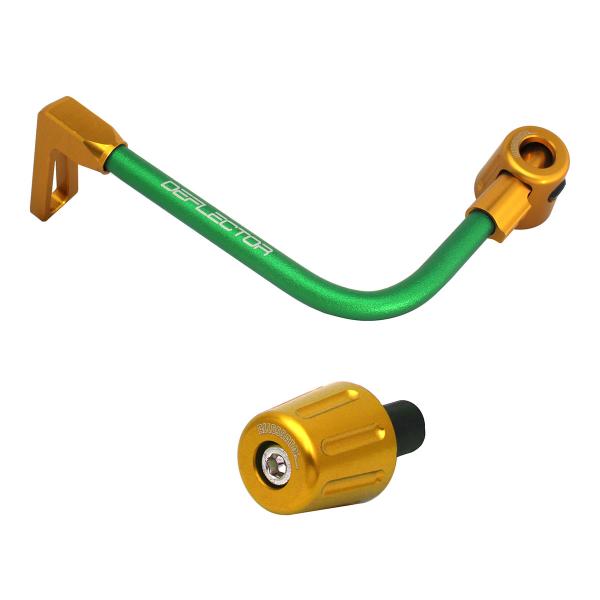 Accossato lever guard bent tube clutch green/gold aluminum connection 16mm-17.5mm bar-end caps