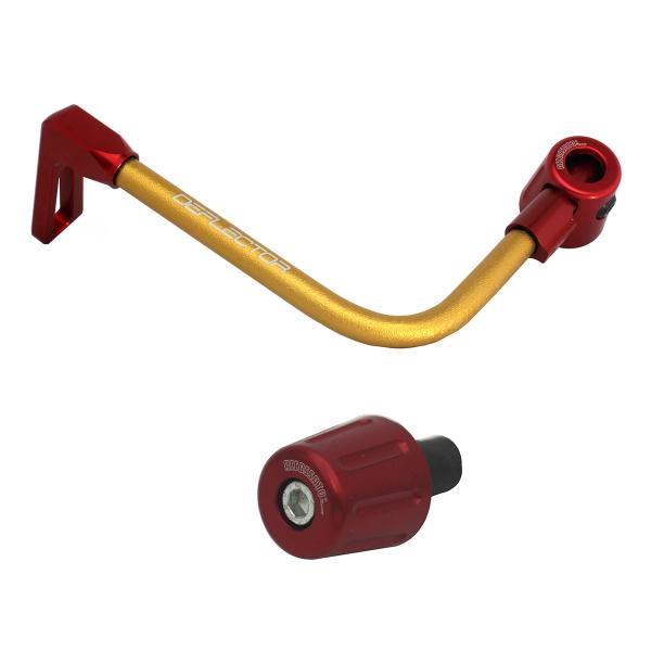 Accossato lever guard bent tube clutch gold/red aluminum connection 12mm-16mm bar-end caps
