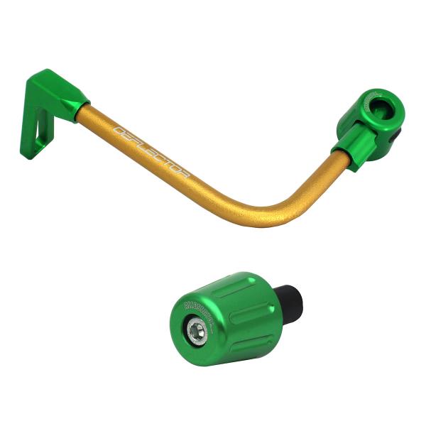 Paraleva frizione Accossato piegato alluminio oro/verde attacco 12mm-16mm con terminale