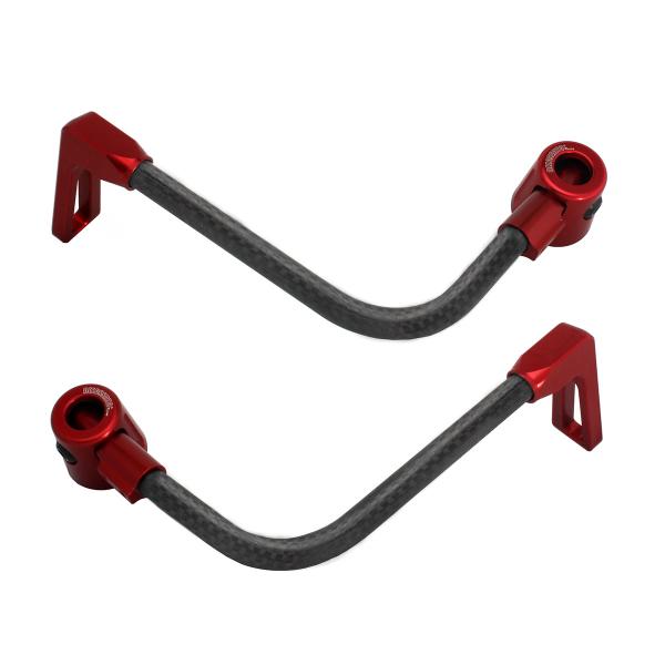Coppia paraleva Accossato piegati carbonio nero/rosso attacco 16mm-17.5mm