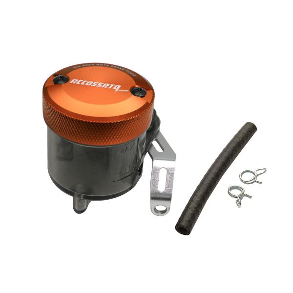 Accossato 45cc smoked brake fluid reservoir kit with bracket and orange cap