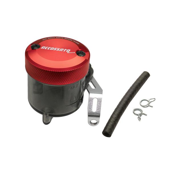 Accossato 45cc smoked brake fluid reservoir kit with bracket and red cap