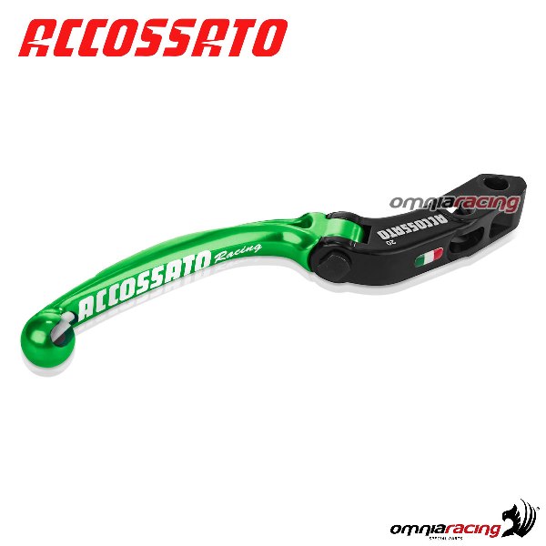 Leva freno snodata corta per pompe radiali Accossato e Brembo interasse PRS 17-18-19mm verde RST