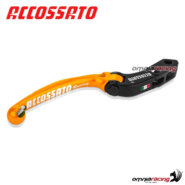 Leva freno snodata corta per pompe radiali Accossato e Brembo interasse 16mm colore arancio RST