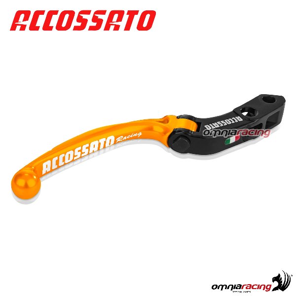 Leva freno snodata corta per pompe radiali Accossato e Brembo interasse PRS 17-18-19mm arancio