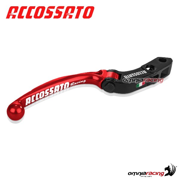 Leva freno snodata corta per pompe radiali Accossato e Brembo interasse PRS 17-18-19mm colore rosso