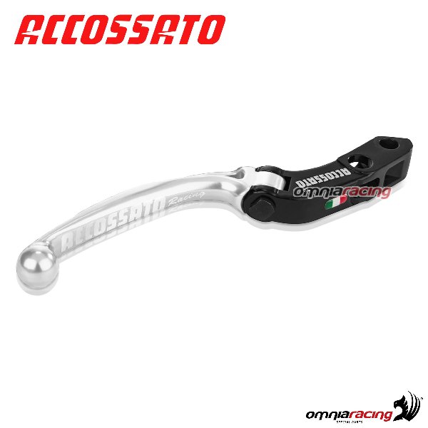 Leva freno snodata corta per pompe radiali Accossato e Brembo interasse PRS 17-18-19mm argento