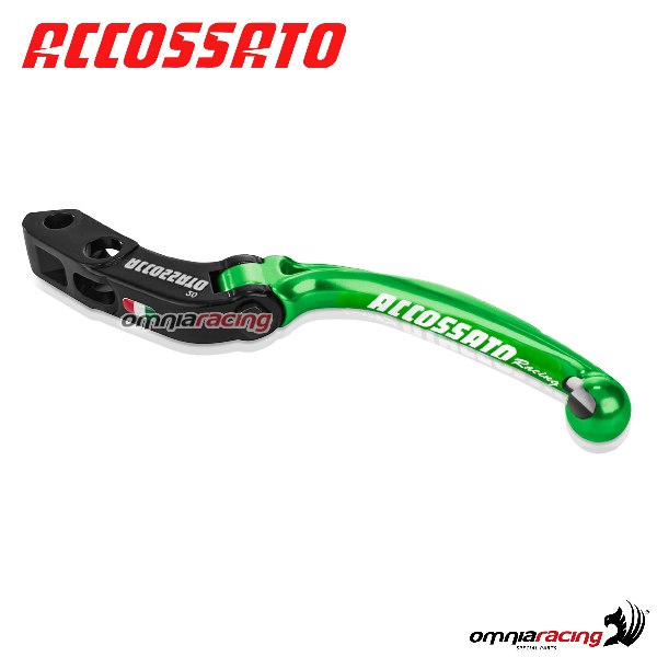 Leva frizione snodata corta per pompe radiali Accossato e Brembo interasse 16mm colore verde RST