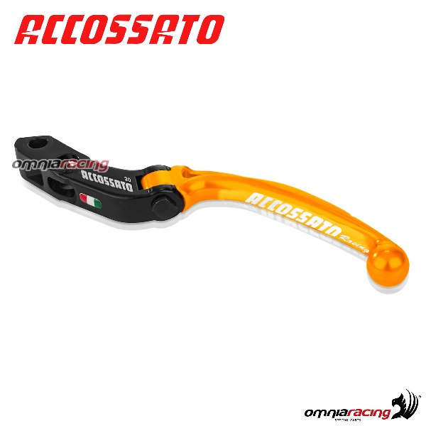 Leva frizione snodata corta per pompe radiali Accossato e Brembo interasse 16mm colore arancio