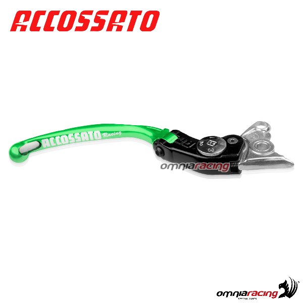 Leva freno lunga RST regolabile snodata Accossato colore verde per Ducati Monster 1000 S2R 2006>2007