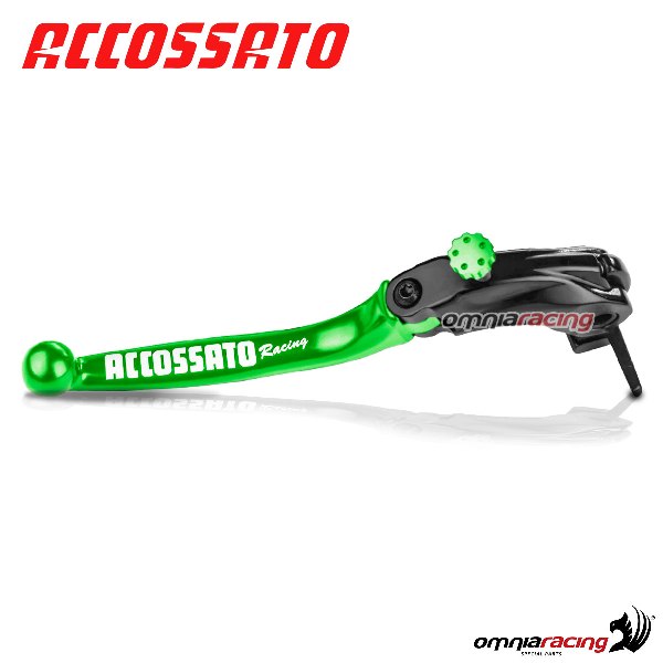 Leva freno snodata Accossato per pompe Nissin verde per Yamaha R1 2015>